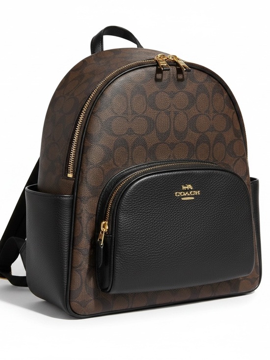 Coach Handbags - Coach Signature Mini Backpack Brown Black PVC Leather Gold Tone Women